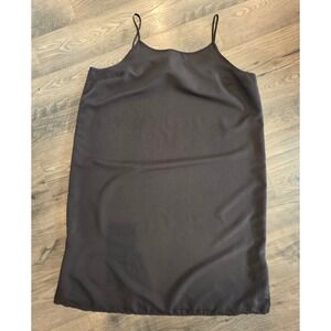 Women's sz XL Simply Vera Wang Black Spaghetti Strap Slip Dress Midi Side Slits